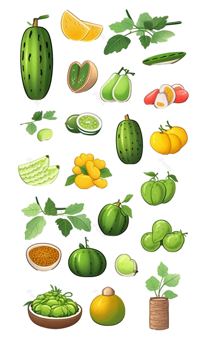 西瓜图片,蔬菜元素,水果PNG,树叶免抠素材